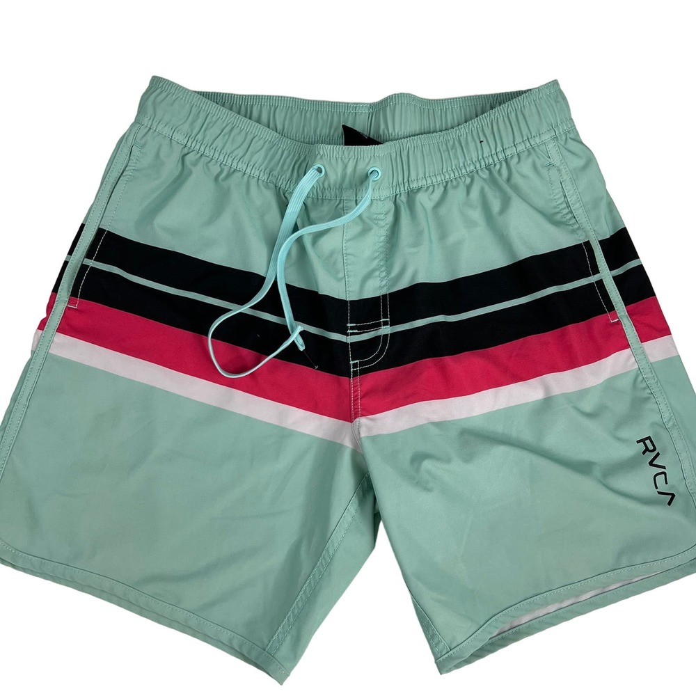 RVCA‎ Mens Swim Trunks Color Block Mint Green Two Pockets L